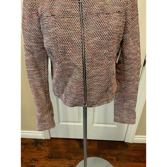 Theory Pink, Blue & White Tweed Zip-Up Jacket, Size 10 - Picture 3 of 7